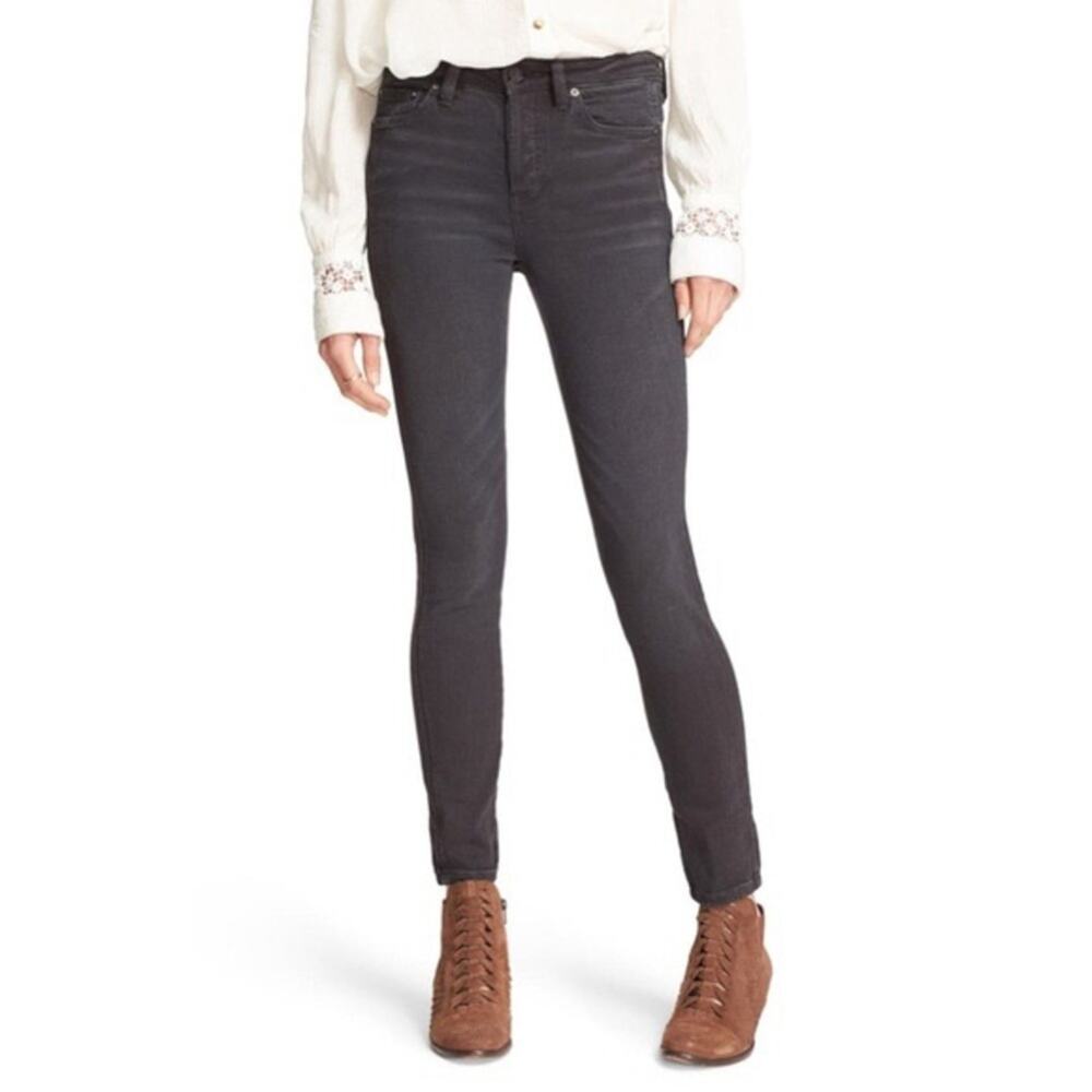 NWT Free People Peyton High Rise Skinny Ankle Jeans Carbon Gray Wash Size 24
